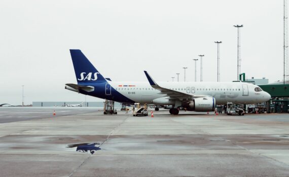 sas airplane parked at gotaland airport